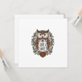 Brown owl with flowers design kaart (Voorkant / Achterkant in situ)