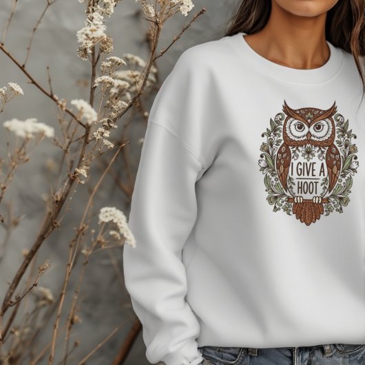 Brown owl with flowers design t-shirt
