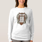 Brown owl with flowers design t-shirt (Voorkant)