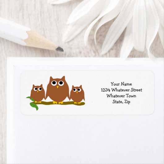 Brown Owls Design Return Address Etiket (Insitu)
