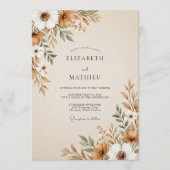 Brown Painterly Floral Flourish Wedding Kaart (Voorkant)