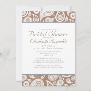 Brown Paisley Bridal Shower-uitnodigingen Kaart
