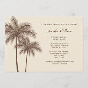 Brown Palm Tree Bridal Shower Kaart