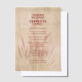 Brown Pampas Grass on Texture Background Wedding Vellum Uitnodigingen (Offset)