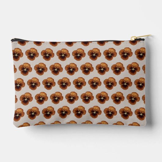 Brown Pansy Seamless Pattern Pouch Etui (Achterkant)