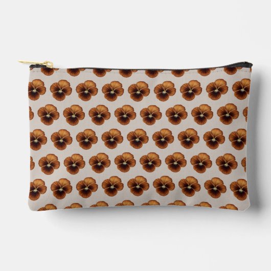 Brown Pansy Seamless Pattern Pouch Etui (Voorkant)