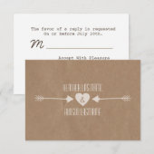 Brown Paper Geïnspireerd White Arrows Wedding R.S. RSVP Kaartje (Voorkant / Achterkant)