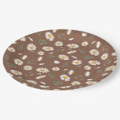  Brown Paper Plate with Daisy Flowers - Birthday  Papieren Bordje (Gekanteld)