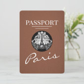 Brown Paris Passport Bewaar de datum Save The Date (Staand voorkant)