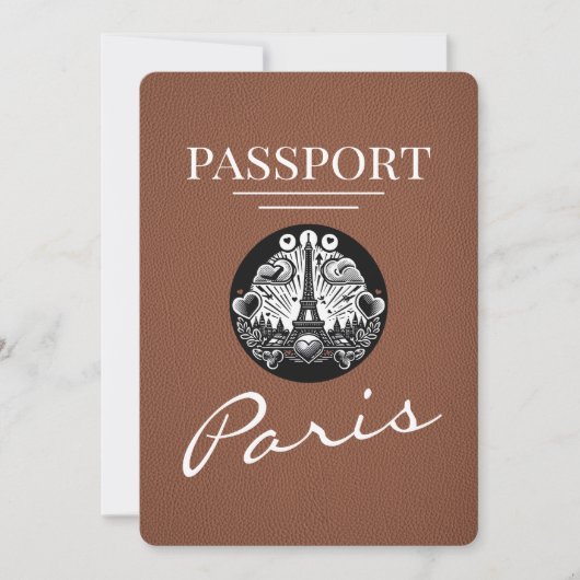 Brown Paris Passport Bewaar de datum Save The Date (Voorkant)