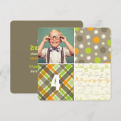 Brown Patchwork Pattern Squares Boy Fothday Kaart (Voorkant / Achterkant)