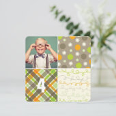 Brown Patchwork Pattern Squares Boy Fothday Kaart (Staand voorkant)