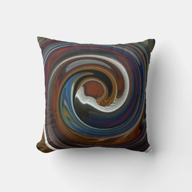 Brown Patchwork Swirl Sierkussen (Voorkant)