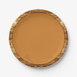 Brown Pattern Designer Round Papieren Bordje