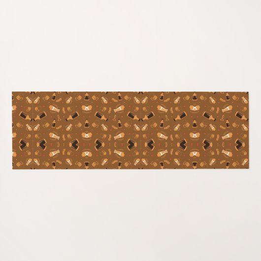Brown patterned fabric featuring a symmetrical  yogamat (Achterkant (horizontaal))