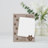 Brown Paw Birthday Kaart (Staand voorkant)