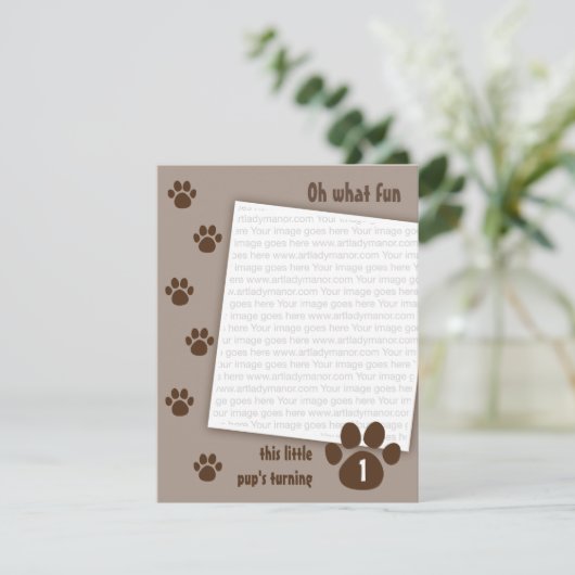 Brown Paw Birthday Kaart (Staand voorkant)