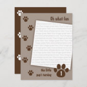Brown Paw Birthday Kaart (Voorkant / Achterkant)