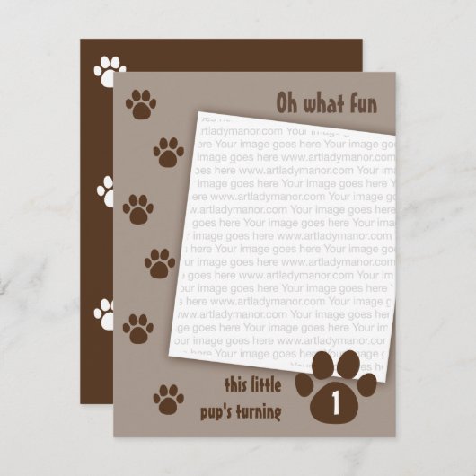 Brown Paw Birthday Kaart (Voorkant / Achterkant)