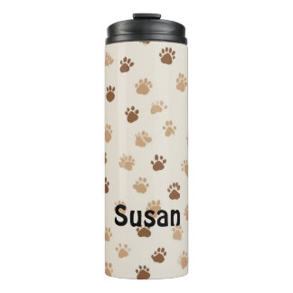 Brown Paw Pattern Thermal Tumbler Thermosbeker