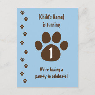 Brown Paw Print op Blue Birthday Kaart