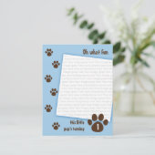 Brown Paw Print op Blue Birthday Kaart (Staand voorkant)