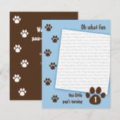 Brown Paw Print op Blue Birthday Kaart (Voorkant / Achterkant)