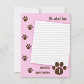 Brown Paw Print op roze dag Kaart (Voorkant)