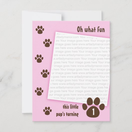 Brown Paw Print op roze dag Kaart (Voorkant)