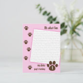 Brown Paw Print op roze dag Kaart (Staand voorkant)