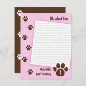 Brown Paw Print op roze dag Kaart (Voorkant / Achterkant)