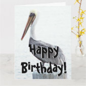 Brown Pelican Bird Wildlife Birthday Wenskaart Kaart (Gele Bloem)