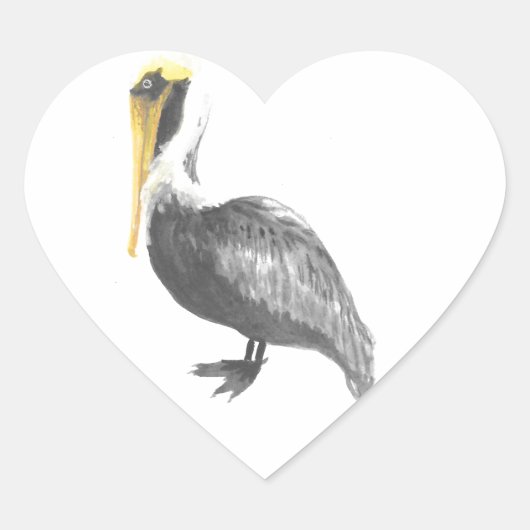 Brown Pelican Hart Sticker (Voorkant)