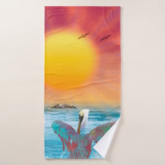 Brown Pelican ISLAND SUNSET Badhanddoek (Badhanddoek)
