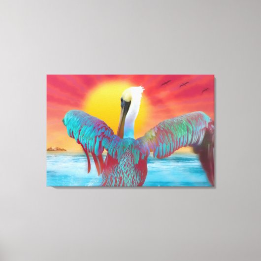Brown Pelican ISLAND SUNSET Canvas Afdruk (Voorkant)