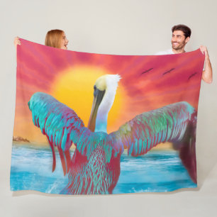 Brown Pelican ISLAND SUNSET Fleece Deken