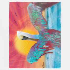 Brown Pelican ISLAND SUNSET Fleece Deken