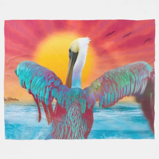 Brown Pelican ISLAND SUNSET Fleece Deken (Voorkant (Horizontaal))