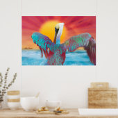 Brown Pelican ISLAND SUNSET Poster (Keuken)