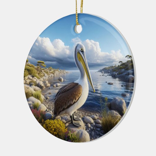 Brown Pelican Keepsake Keramisch Ornament (Links)