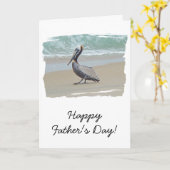 Brown Pelican Vaderdag Kaart (Gele Bloem)