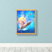 Brown Pelicans SUN KISSED ISLAND Canvas Afdruk (Insitu (Houten vloer))