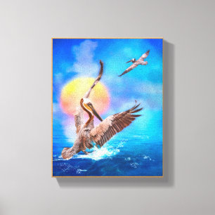 Brown Pelicans SUN KISSED ISLAND Canvas Afdruk