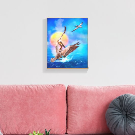 Brown Pelicans SUN KISSED ISLAND Canvas Afdruk (Insitu (Woonkamer))