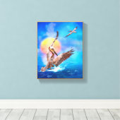 Brown Pelicans SUN KISSED ISLAND Canvas Afdruk (Insitu (Houten vloer))