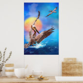 Brown Pelicans SUN KISSED ISLAND Poster (Keuken)