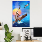 Brown Pelicans SUN KISSED ISLAND Poster (Thuiskantoor)