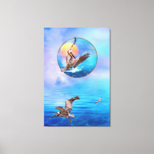 Brown Pelicans SUN KISSED PELICAN ISLAND Canvas Afdruk