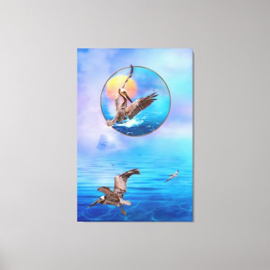 Brown Pelicans SUN KISSED PELICAN ISLAND Canvas Afdruk (Voorkant)