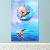 Brown Pelicans SUN KISSED PELICAN ISLAND Canvas Afdruk (Insitu (Houten vloer))